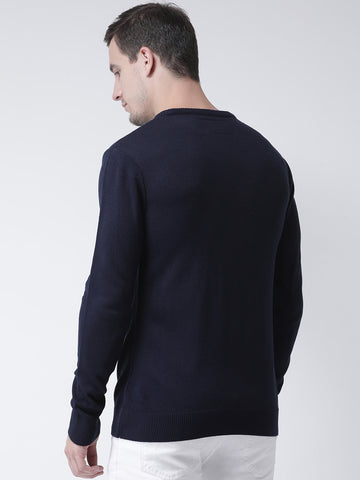 Navy Blue Solid Sweater