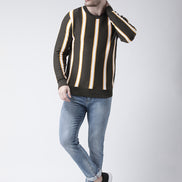Olive Sweater Has Vertical Stripes