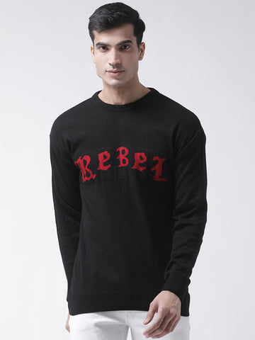 Black Sweater With Chest Typographic