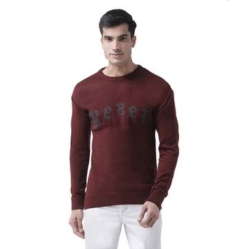 Maroon Sweater With Chest Typographic