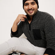 Black Self Design Pullover Sweater