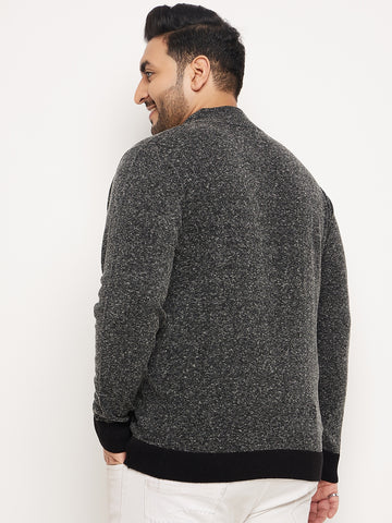 Black Self Design Pullover Sweater