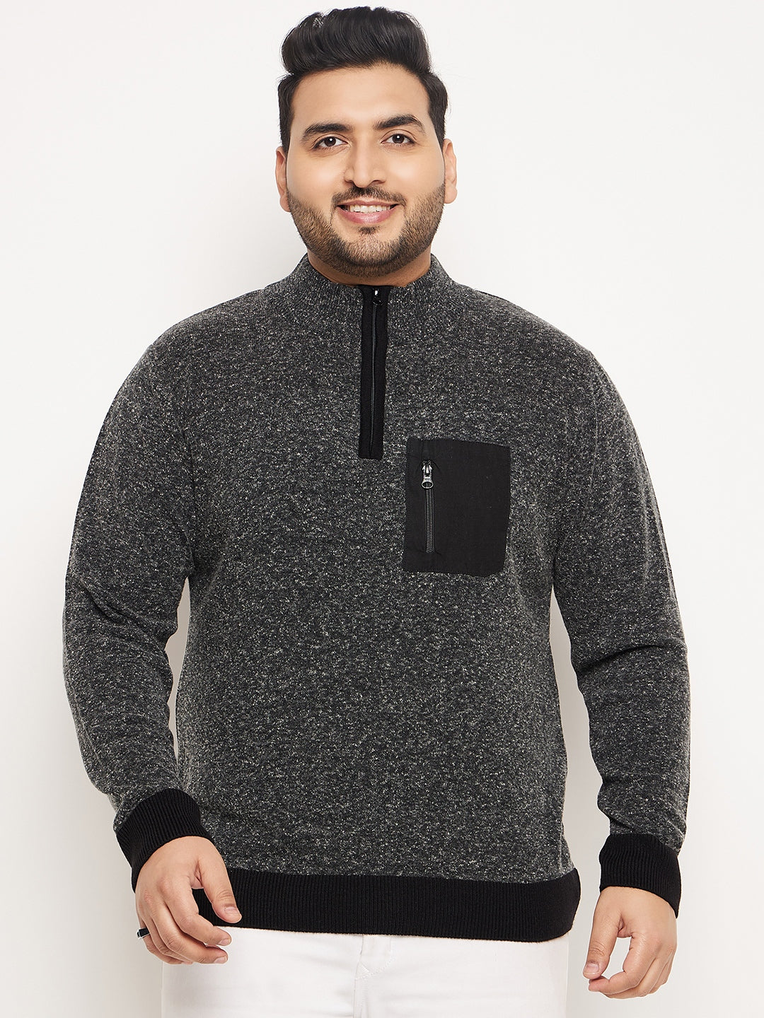 Black Self Design Pullover Sweater