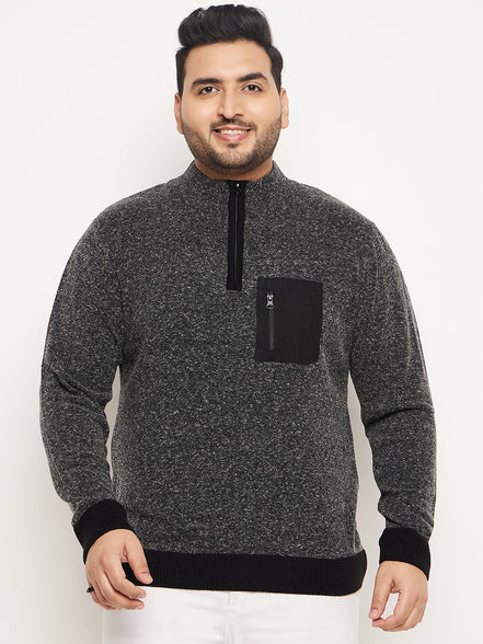 Black Self Design Pullover Sweater
