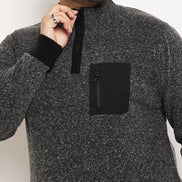 Black Self Design Pullover Sweater