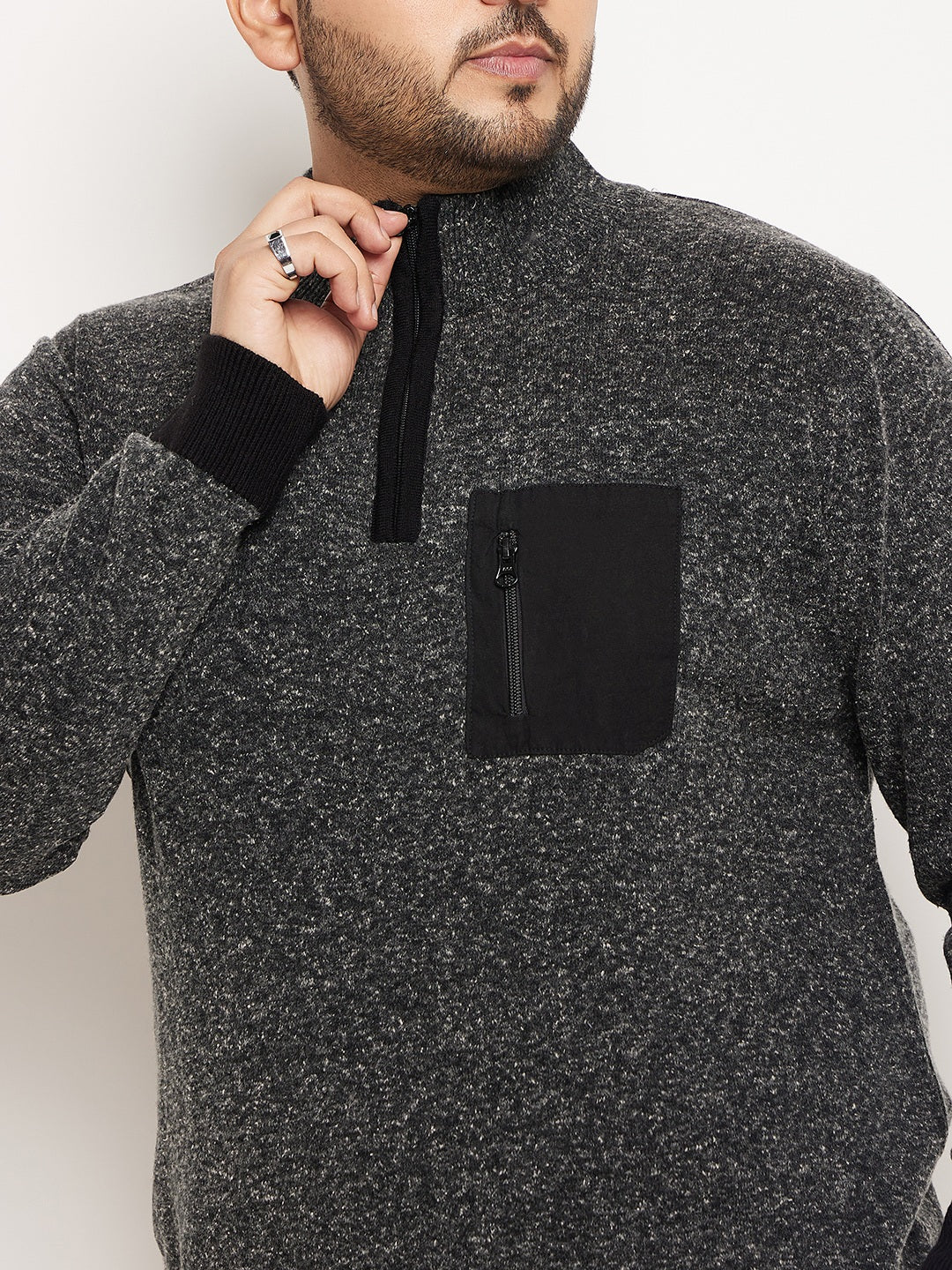 Black Self Design Pullover Sweater