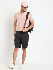 Black Solid Cargo Short