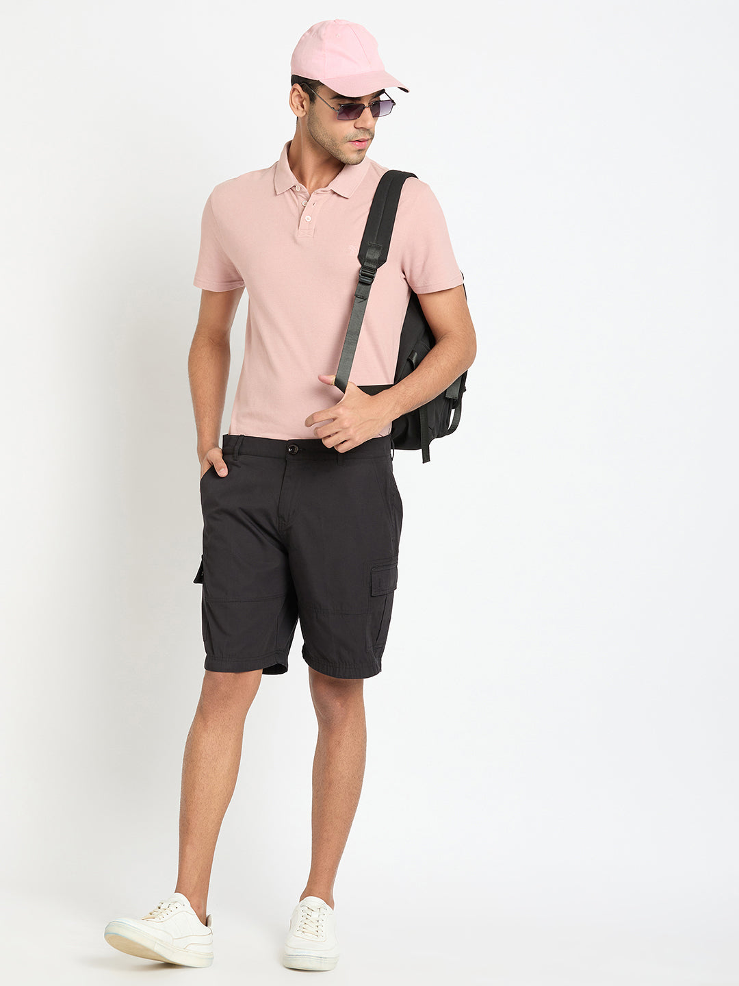 Black Solid Cargo Short