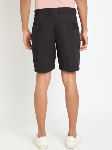 Black Solid Cargo Short