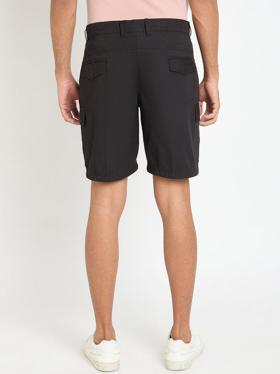Black Solid Cargo Short