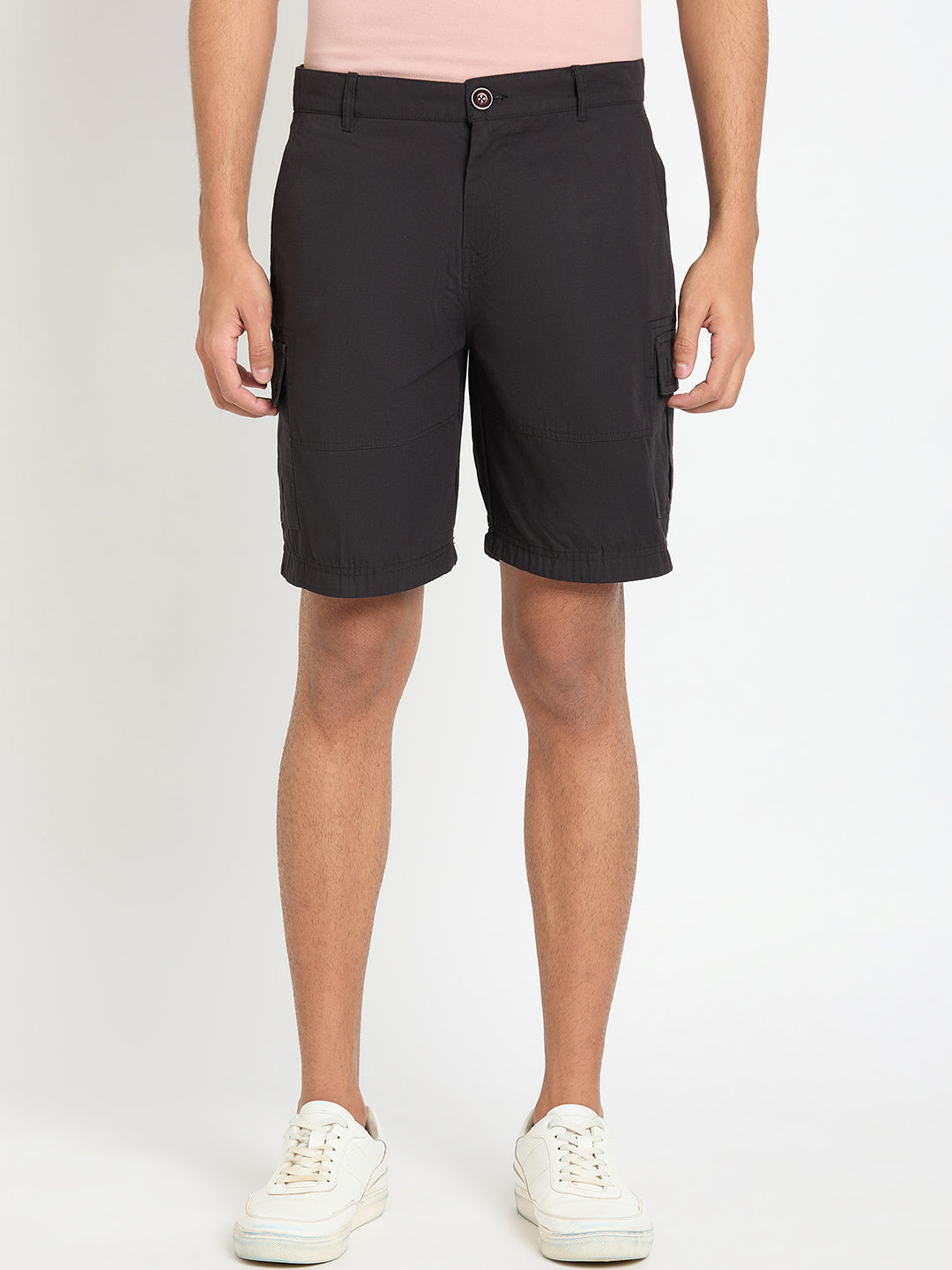 Black Solid Cargo Short