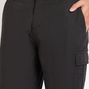 Black Solid Cargo Short