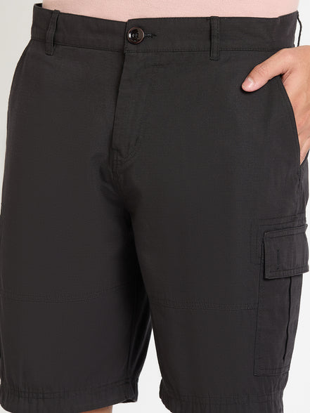 Black Solid Cargo Short
