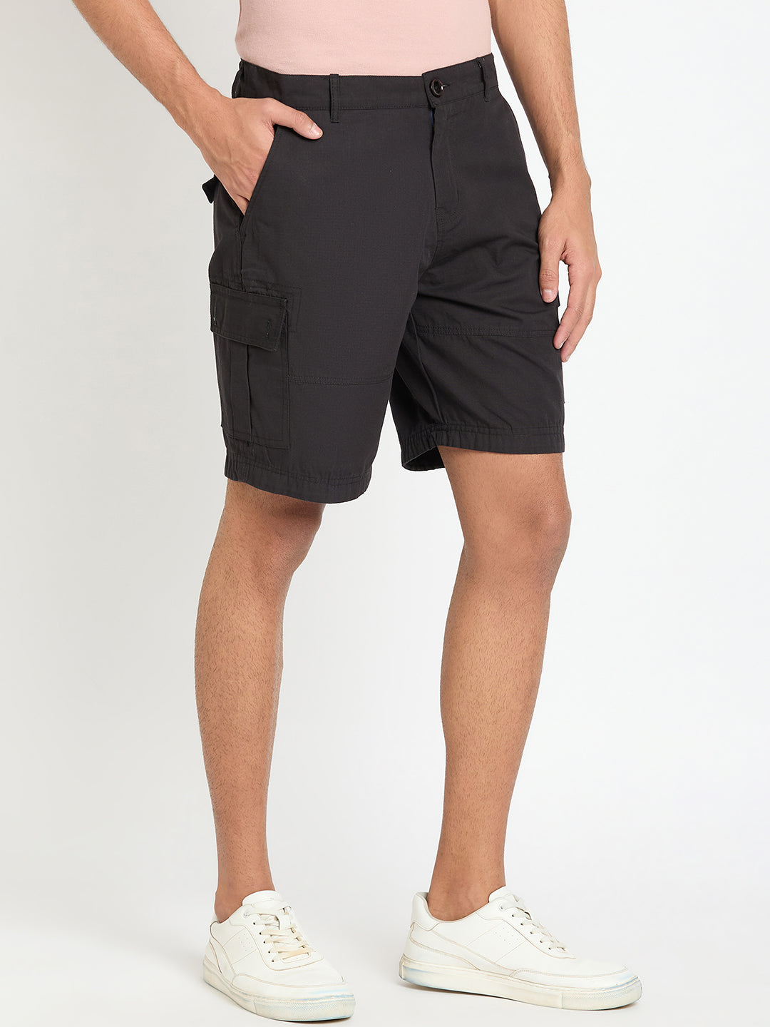 Black Solid Cargo Short