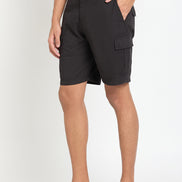 Black Solid Cargo Short