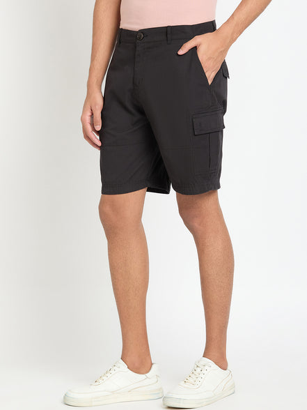 Black Solid Cargo Short