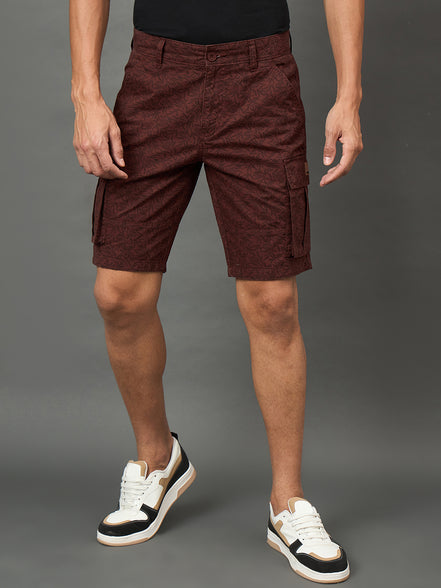 Club York Men Rust Button Cargo Short