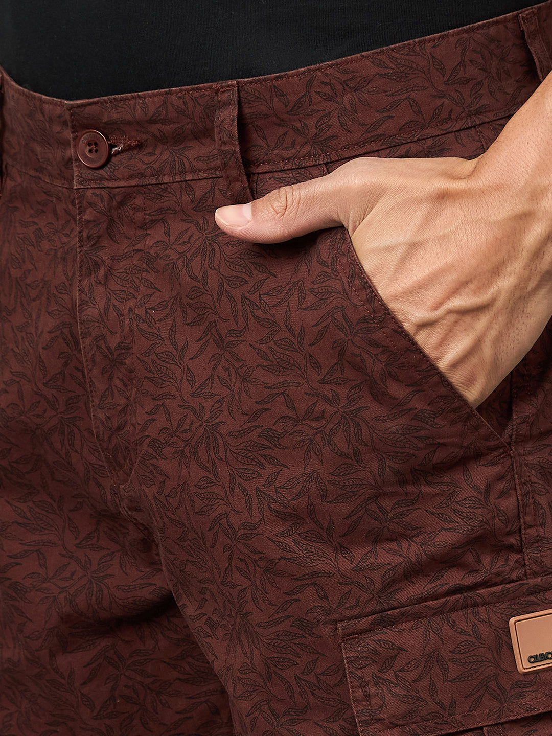 Club York Men Rust Button Cargo Short