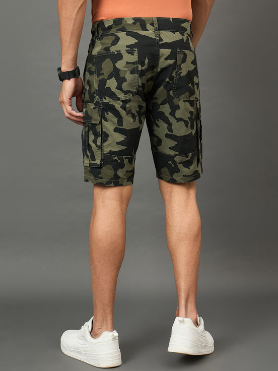 Club York Men Olive Button Cargo Short
