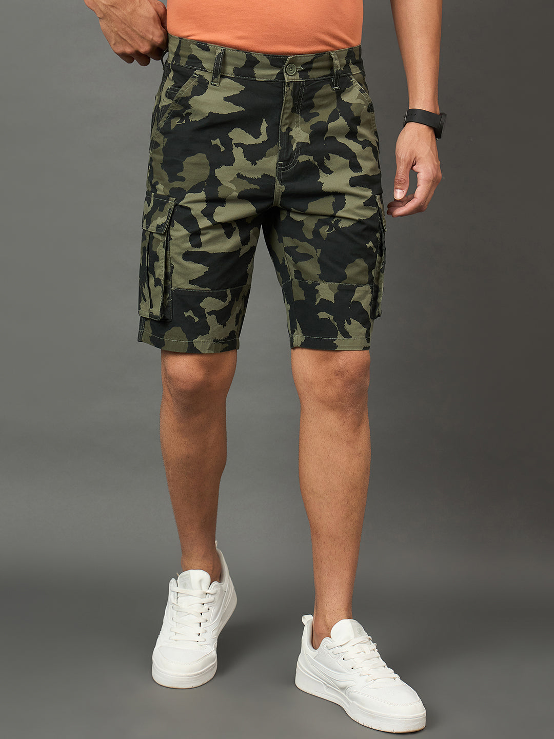 Club York Men Olive Button Cargo Short