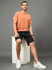 Club York Men Black Button Cargo Short