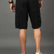 Club York Men Black Button Cargo Short