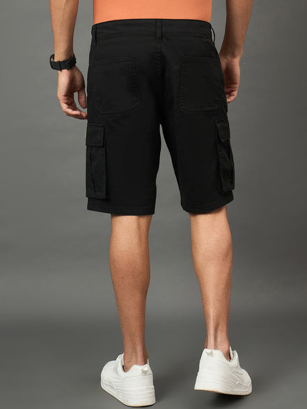 Club York Men Black Button Cargo Short