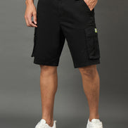 Club York Men Black Button Cargo Short