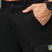 Club York Men Black Button Cargo Short