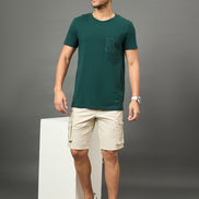 Club York Men Beige Button Cargo Short