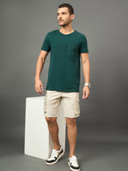 Club York Men Beige Button Cargo Short