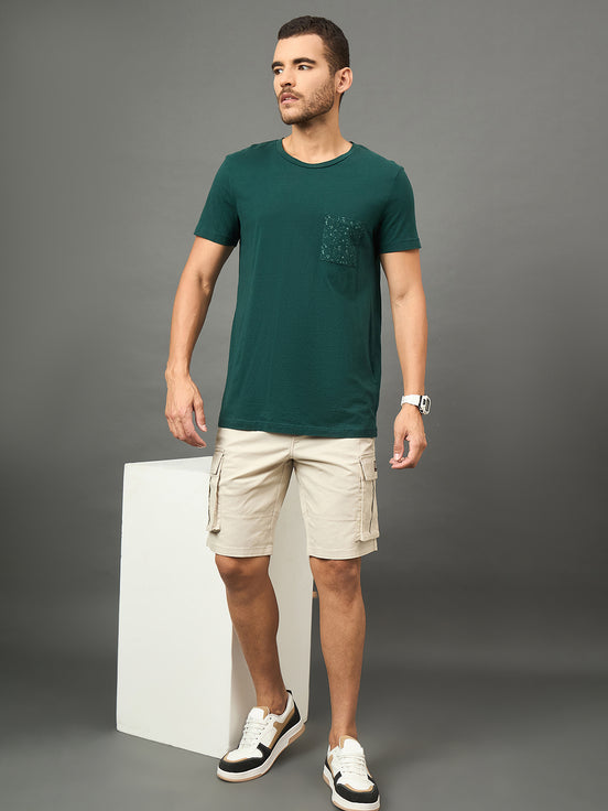 Club York Men Beige Button Cargo Short