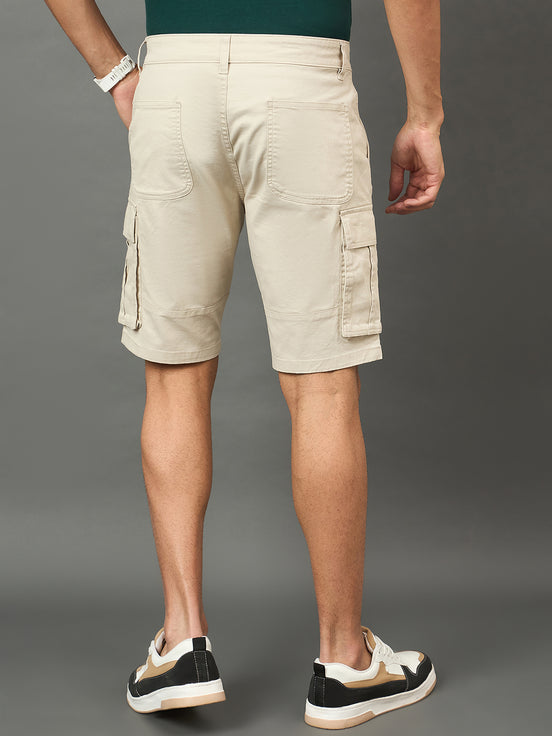 Club York Men Beige Button Cargo Short