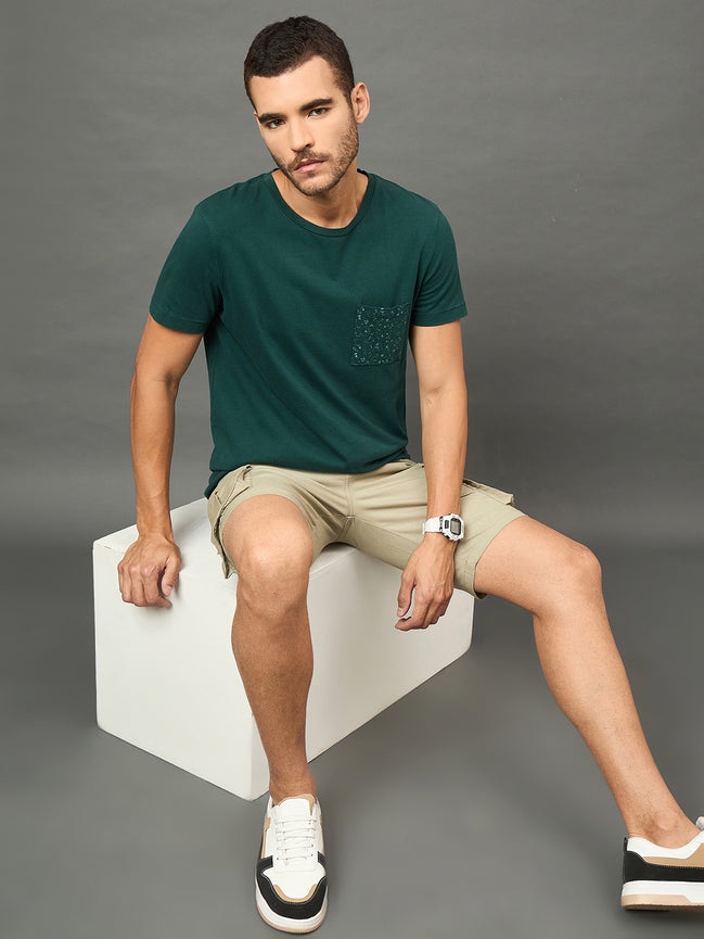 Club York Men Light Green Button Cargo Short