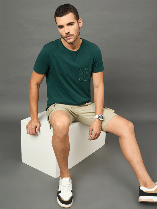Club York Men Light Green Button Cargo Short