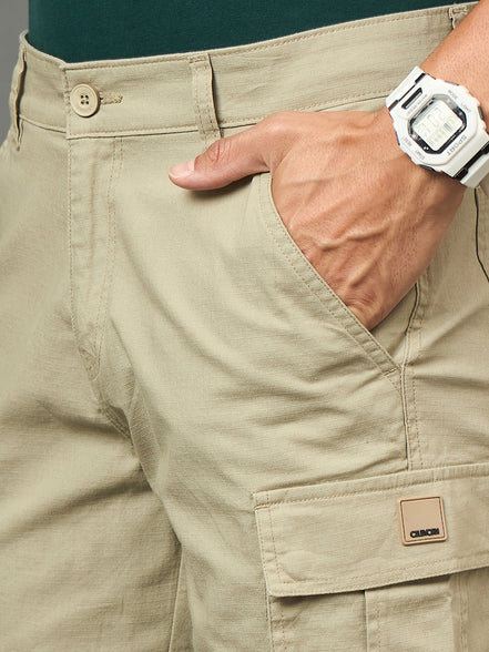 Club York Men Light Green Button Cargo Short