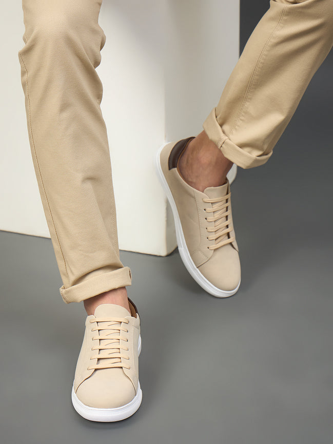 Beige Solid Shoes