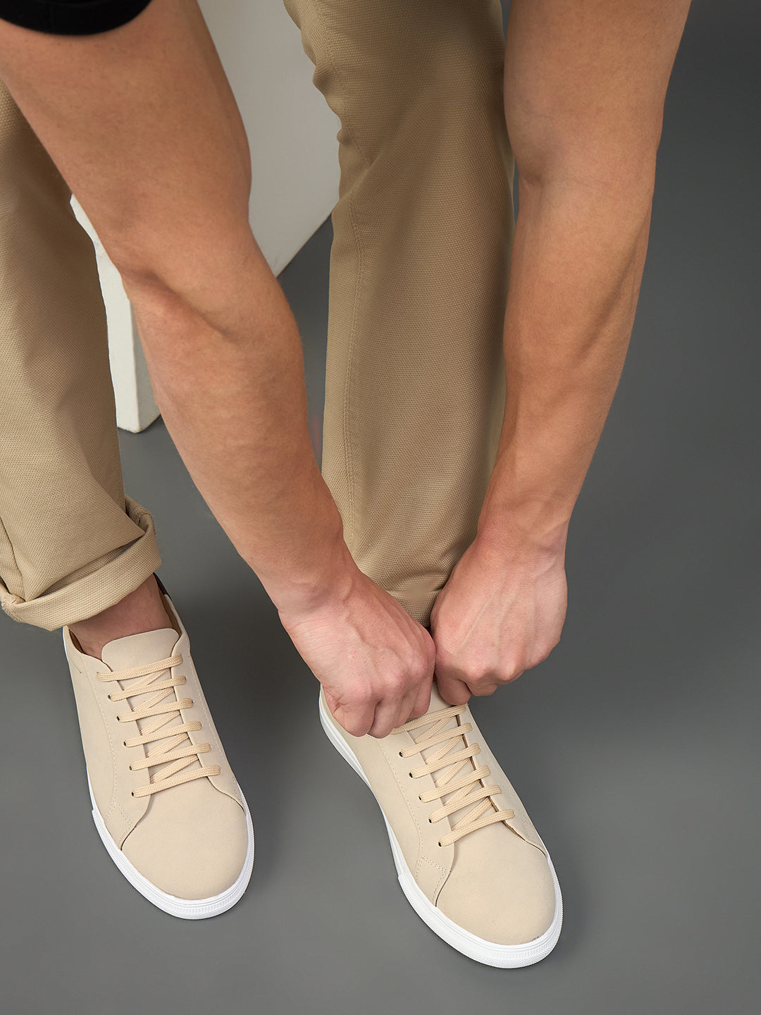 Beige Solid Shoes