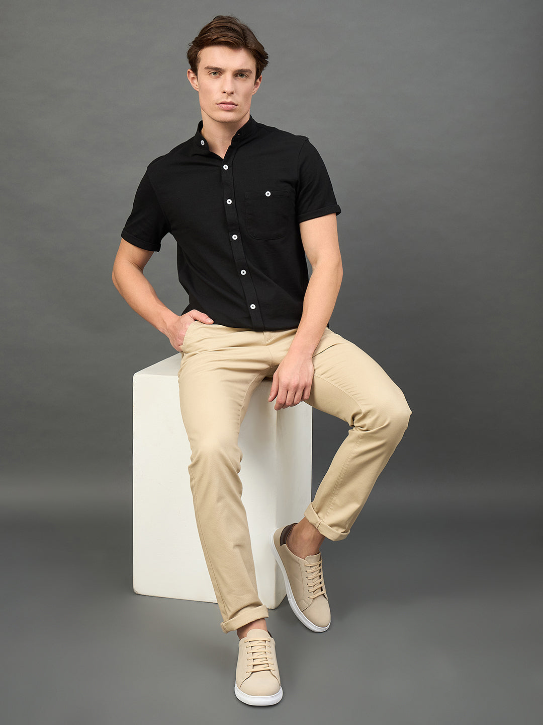 Beige Solid Shoes