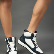 White Blue Solid Shoes