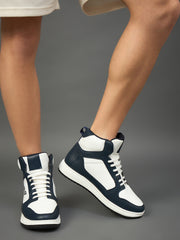 White Blue Solid Shoes