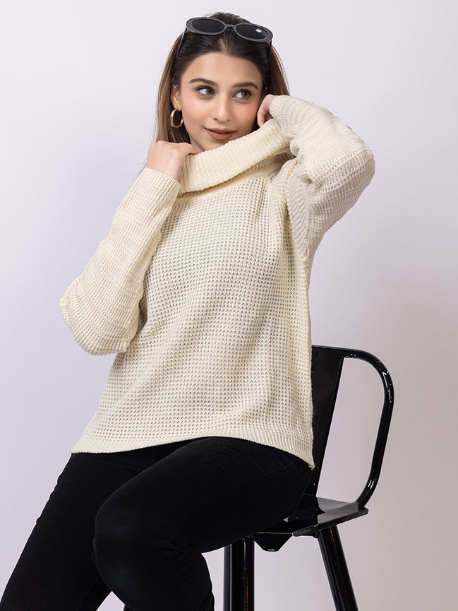 Off White Solid Sweater
