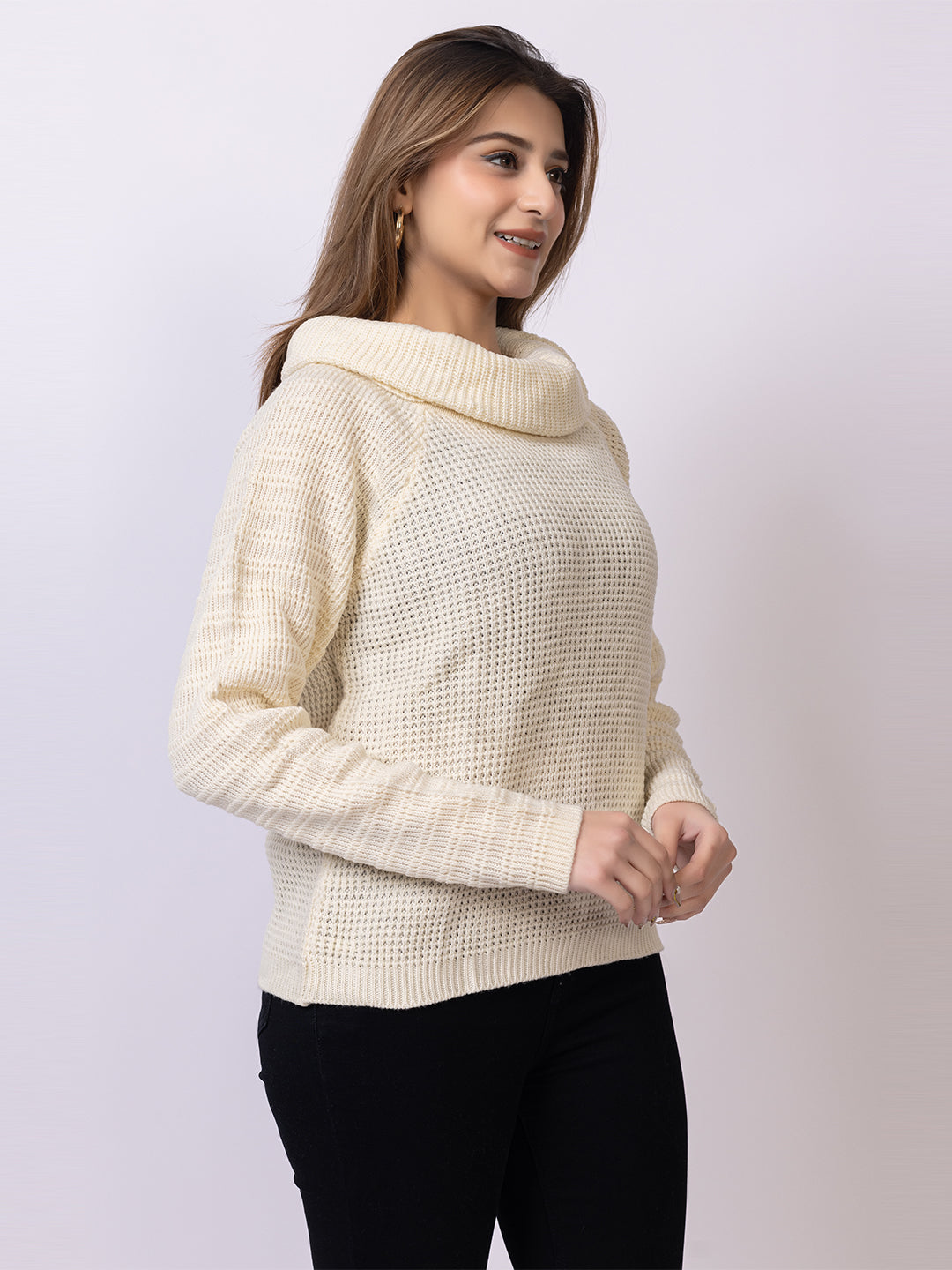 Off White Solid Sweater