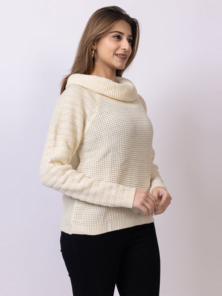 Off White Solid Sweater
