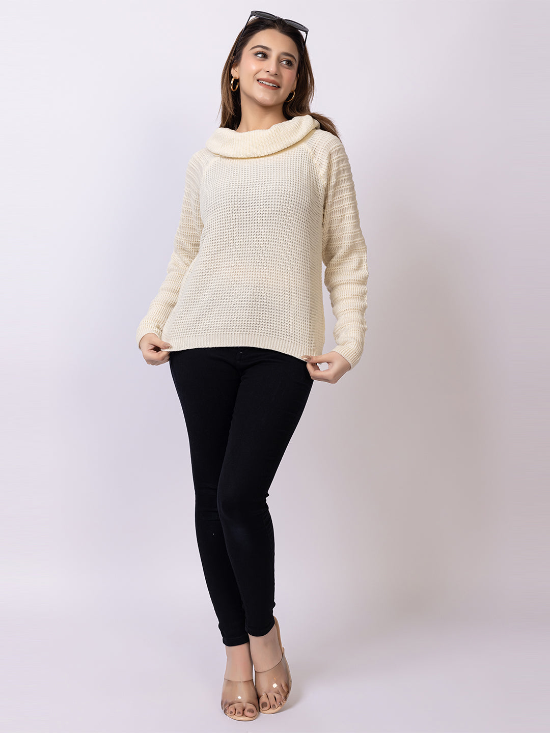 Off White Solid Sweater