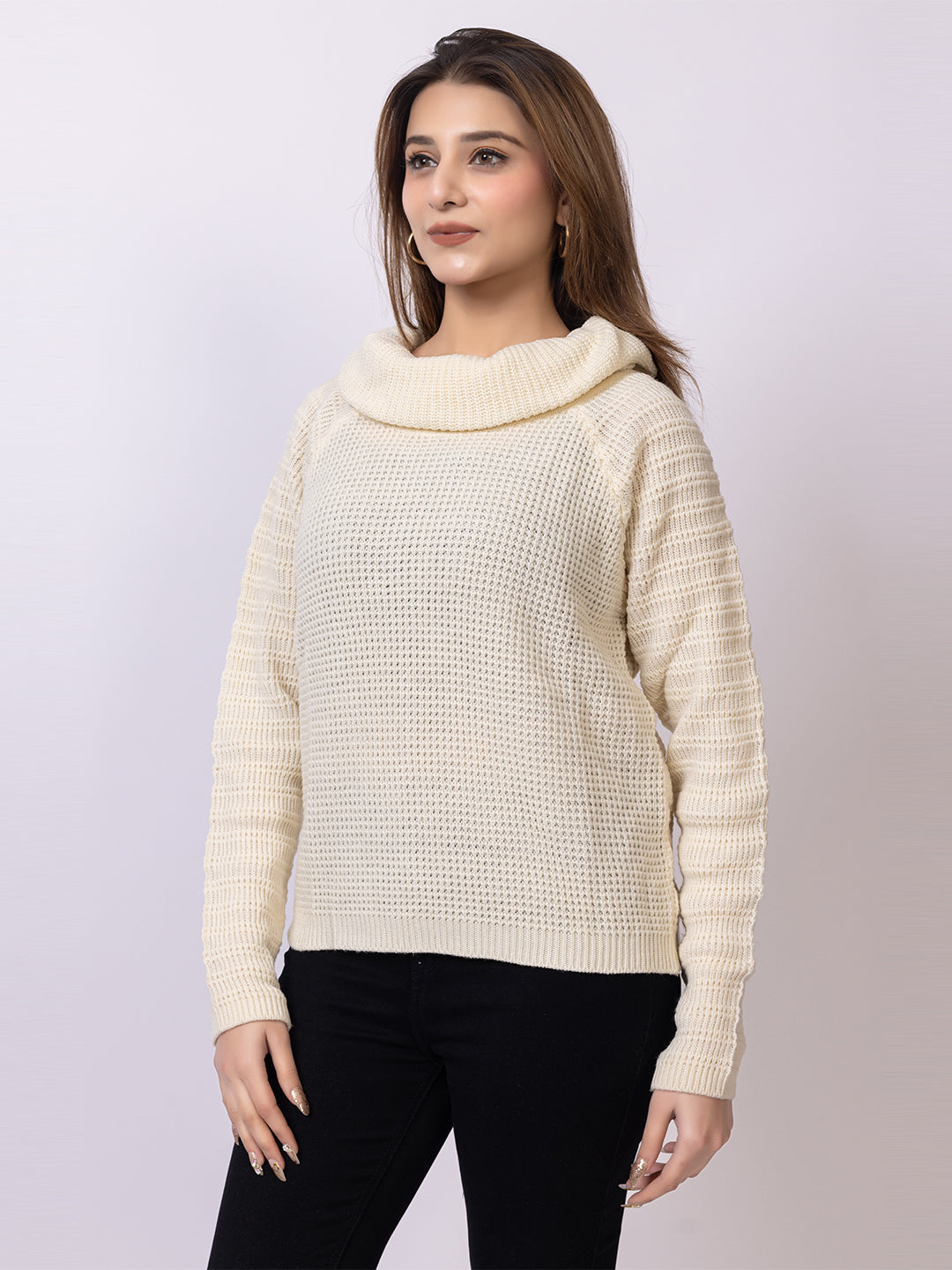 Off White Solid Sweater