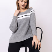 Grey Striper Sweater