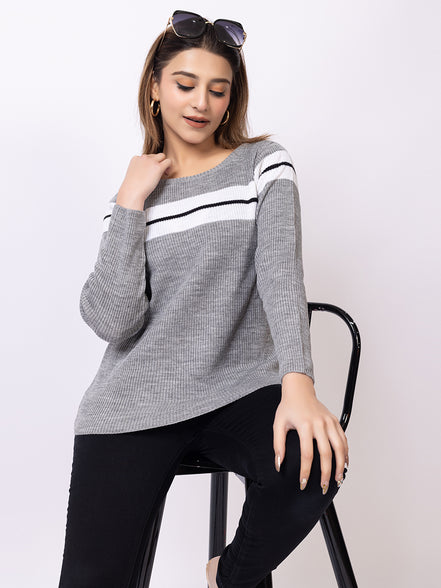 Grey Striper Sweater