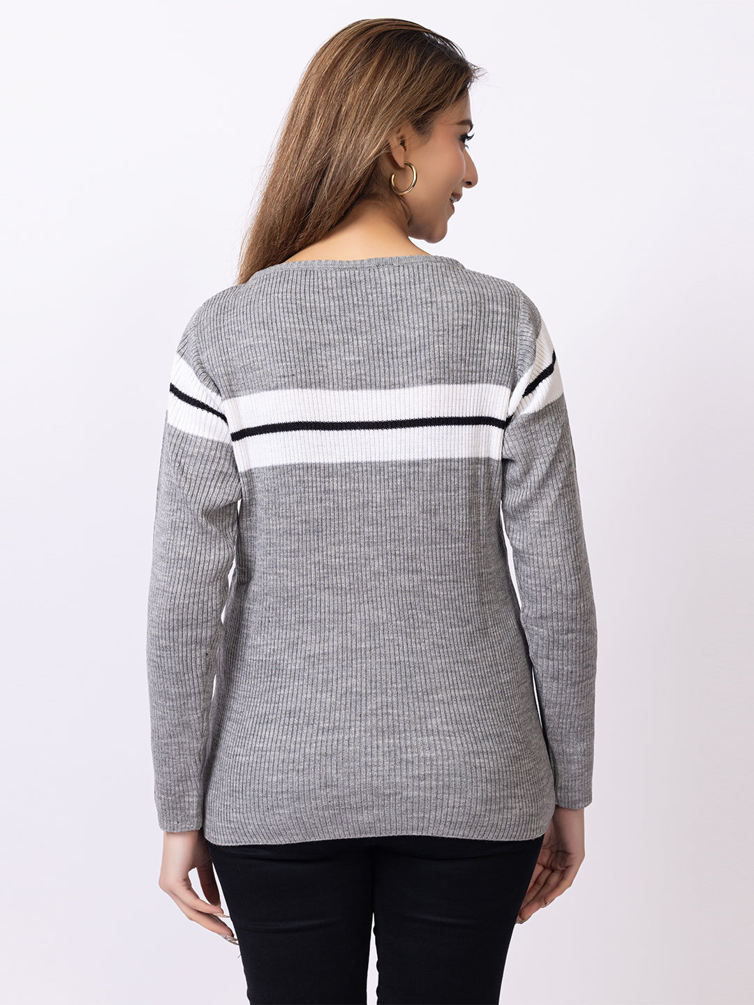 Grey Striper Sweater