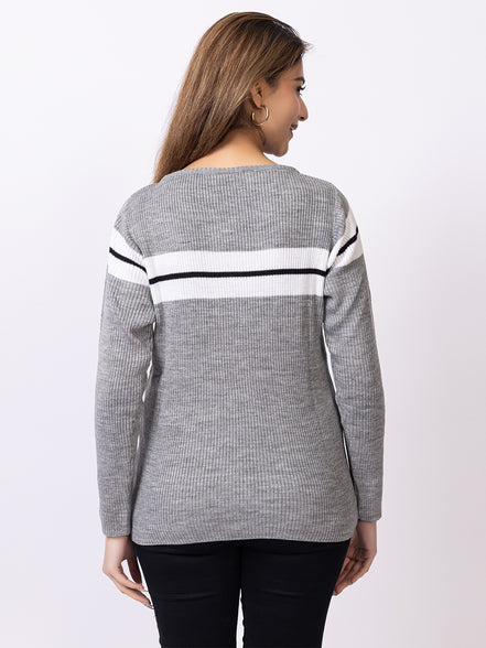 Grey Striper Sweater